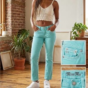 Miss Me Aqua Straight-Leg Jeans
